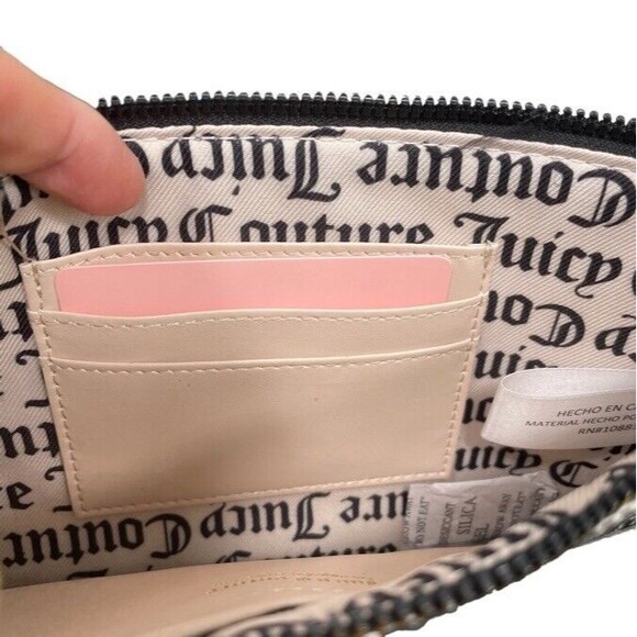 Juicy Couture Gothic Logo Free Spirit Zipper Wristlet Wallet Black Monogram NEW - Picture 5 of 8